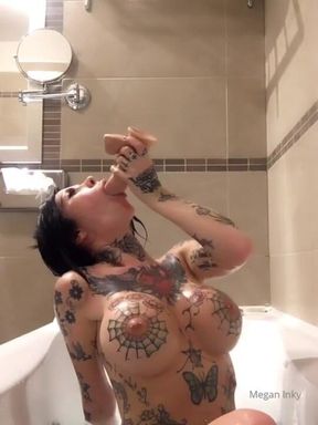Horny Tattoed Stepsister Playing with Toys in a Bathtube During Holiday in Czech Republic