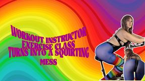 80's Workout Exercise Bike Instructor Get's Horny Teaching Class Fucks Glass Dildo Squirting All Over Floor - STEPHANIE EILD