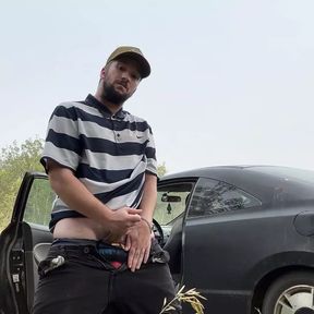 Jerking off at a rest stop (public)