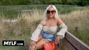 Country Blonde With Tattooed &amp_ Pierced Body Little Louise Slobbers On Stranger'_s Cock - Mylf