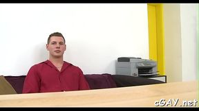 Marvelous flower boy is giving hunk a wicked blowjob