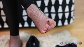 Sneaker Play with Fine Black Fishnet Stockings &amp; Socks