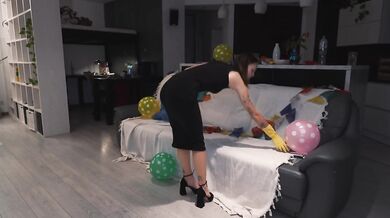 Step-elder sister cleans up after brother's messy party