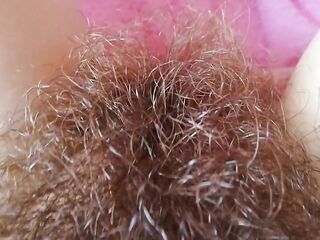 Close up on my large love button unshaved snatch