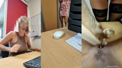 Busty French Milf Secretary fucks her big ass trainer in public at her work