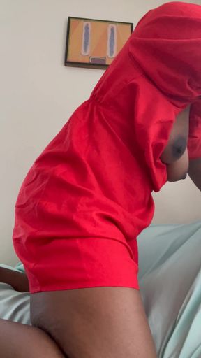 Striptease in Red Dress Hands Free Dripping Orgasms Pillow Humping