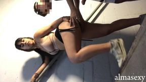 ALMASEXY ON THE STAIRS OF THE PARKING LOT