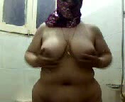 BBW Arabian MILF plays with her big saggy tits on webcam