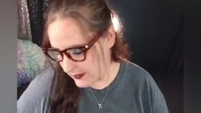 Brunette MILF with big natural boobs smokes 420