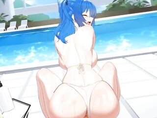 Slut with a big ass had hot sex by the pool - Hentai