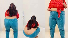 muslim bbw arab girl start workout front of trainer & he start masturbat by see her huge ass & boobs