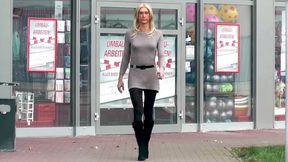 Sissy outside walk in high heels