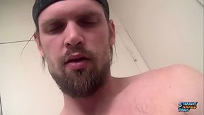 Straight Naked Thugs: Nolans Swollen Tip Blasts Cream On The Mirror While Stroking