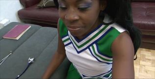 Sexy ebony sucks a huge cock then bends over for a hard fuck