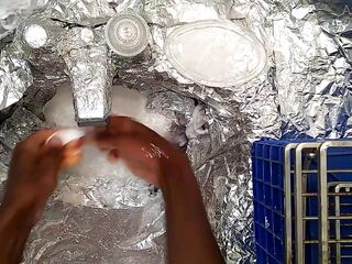 Playful Sings and Plays with! Washes Off Hands.