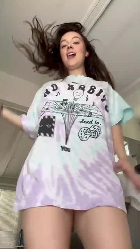 Trans girl shows off her fingernailed boobs