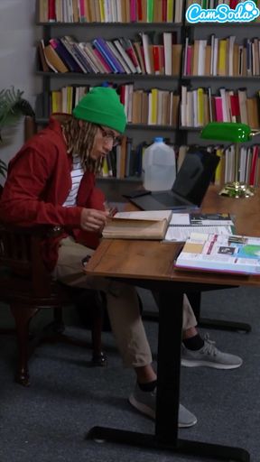 Hot college girl bangs a lucky student in library