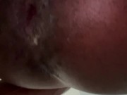 Gaping black boy hairy loose pussy get used by dildo
