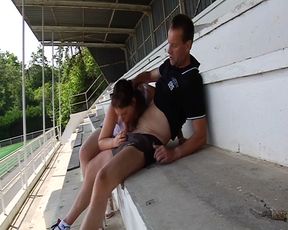 Busty French Babe Riding Cock After Practise