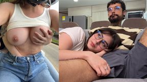 My stepmom picks me up after college for her friend to fuck me