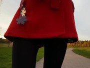 Diapered Evening Walk and Pee in a Park