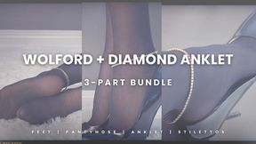 Black Wolford Pantyhose Diamond Anklet And Patent Stiletto Heels Full Series