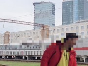 Very hot risky public jerking.  My handjob on the railway platform