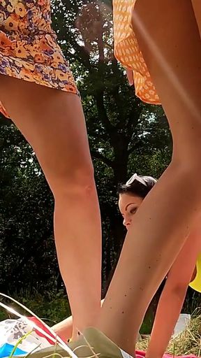 Beautiful Big Tits Big Ass Girls Party Outdoors by Playing Games and Trying Panties and NO PANTIES   Clip 1