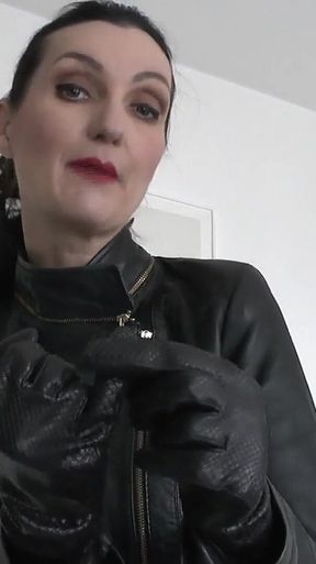 Sniffing Squeaky Leather Gloves, Hand Over Mouth Lady Victoria Valente Jerk off Instructions for Small Cocks
