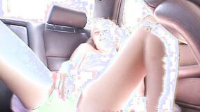 Charming petite solo teen in car plays with her snatch