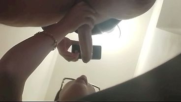 Preview - Milf on her knees gives a blowjob with cum in her mouth