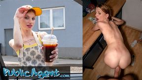 Coffee delivery girl gets a rude awakening on the job with a stiff cock&#x1F32D;