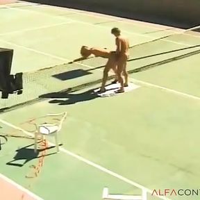 Sizzling Hot Looking Blonde Gets Fucked on The Field After a Game of Tennis