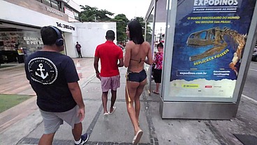 Brazilian "Kendal", Debora Andrade walks almost naked on the street then get fucked by BBC (Anal, BBC, ATM, public tease, dirty talk, beach, deep kiss) OB246