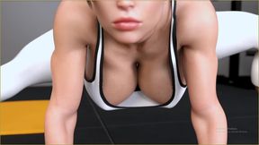 Friend Stepmom Teaching Me Streching Workout in Gym