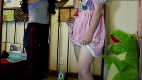 transgirl comes out to and she diapers her
