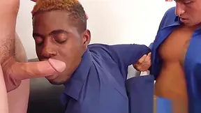 Sweet Ebony Stud Spitroasted In Hot Office Threeway