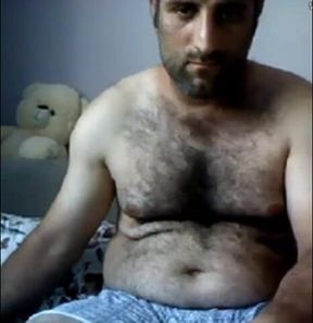 Big-Cock Turkish Bear Masturbates on Webcam 3