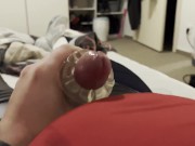 Jerk off with Fleshlight Quickshot oozing a huge cum load on my Maskulo fetish shorts
