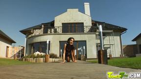 ”Curly charming teen's mouth tamed by their cocks”