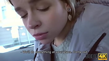 Young blonde debtor chooses rough sex over penalty
