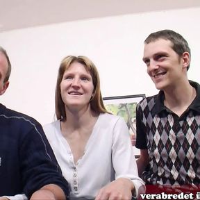 Real German couple make first threesome MMF at amateur casting