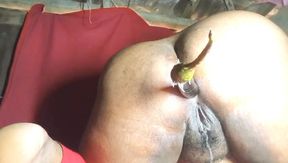 I had fun by inserting double eggplants from the back side