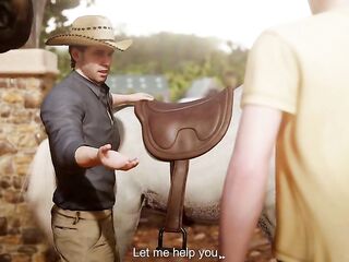 Game: FindingBuddies, Chapter 10 - Meeting an old friend (Chapter 5), helping on the farm, having sex by the waterfall, giving a oral pleasure, and getting drilled in the ass (russian english voice)