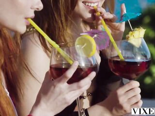 VIXEN Charming redheads seduce bartender while on vacation