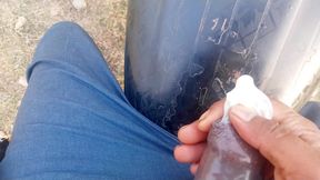 Big cock hand job with condom cum show