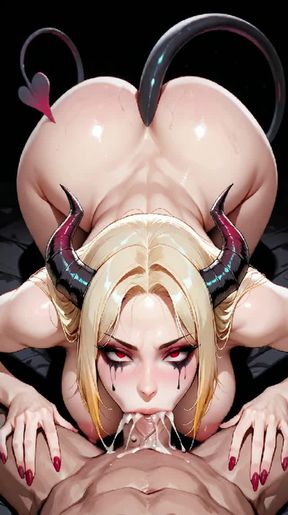 sucking cock, stunning blonde hair woman, red, video created by AI