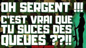 Un Militaire s&rsquo_en prend aux couilles d&rsquo_un sergent homosexuel. [ Audio porno Fran&ccedil_ais ]