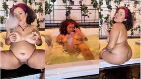 BBW Ebony Goddess Teases and Smokes in the Bathtub