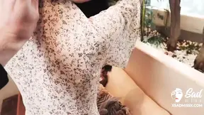 Wild Asian doll massaged and gives hot handjob